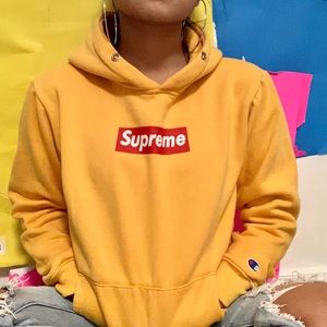 supreme x champion hoodie yellow